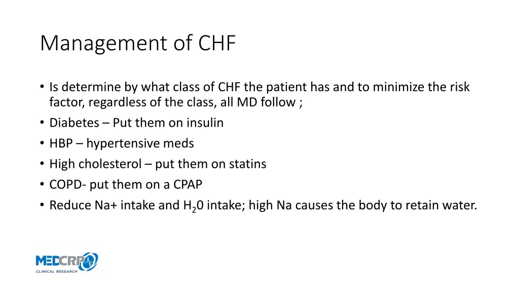 management of chf