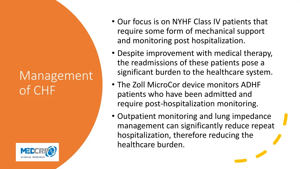 our focus is on nyhf class iv patients that