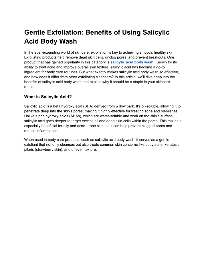 gentle exfoliation benefits of using salicylic