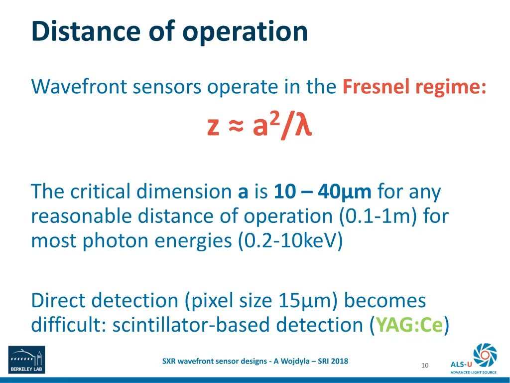 distance of operation