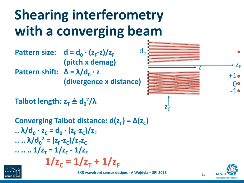 shearing interferometry with a converging beam