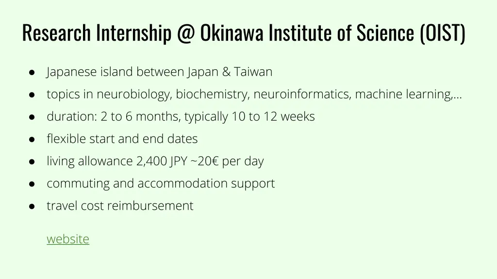 research internship @ okinawa institute