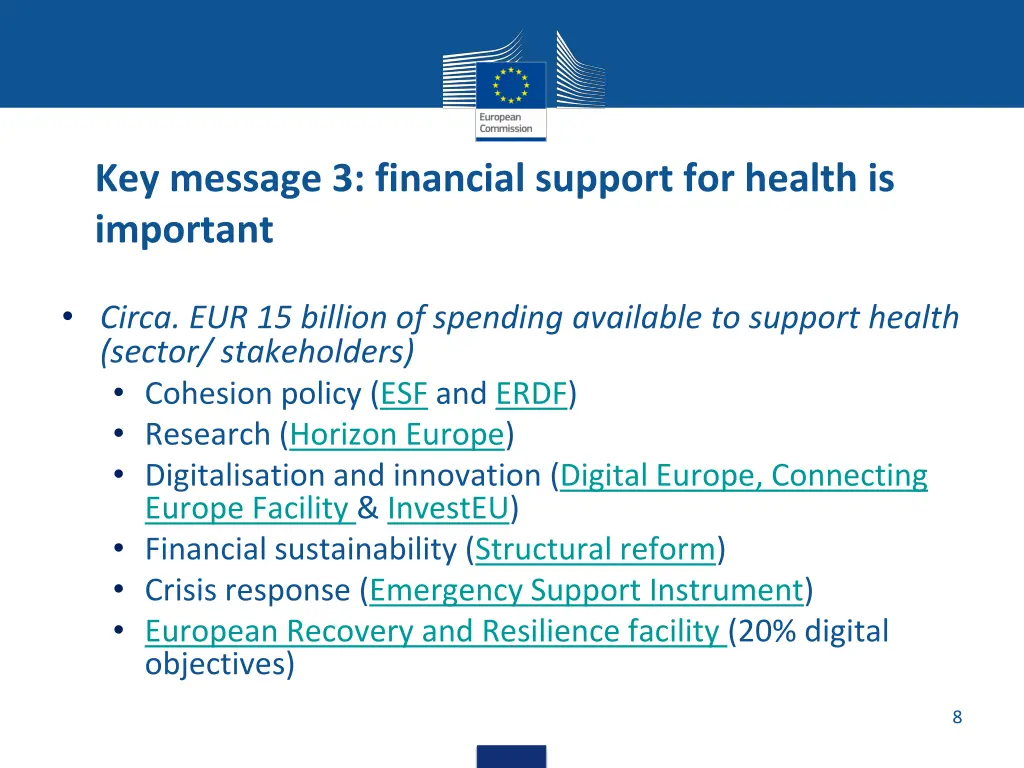 key message 3 financial support for health