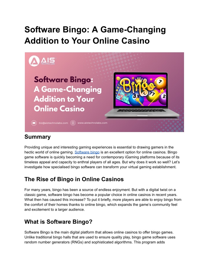 software bingo a game changing addition to your