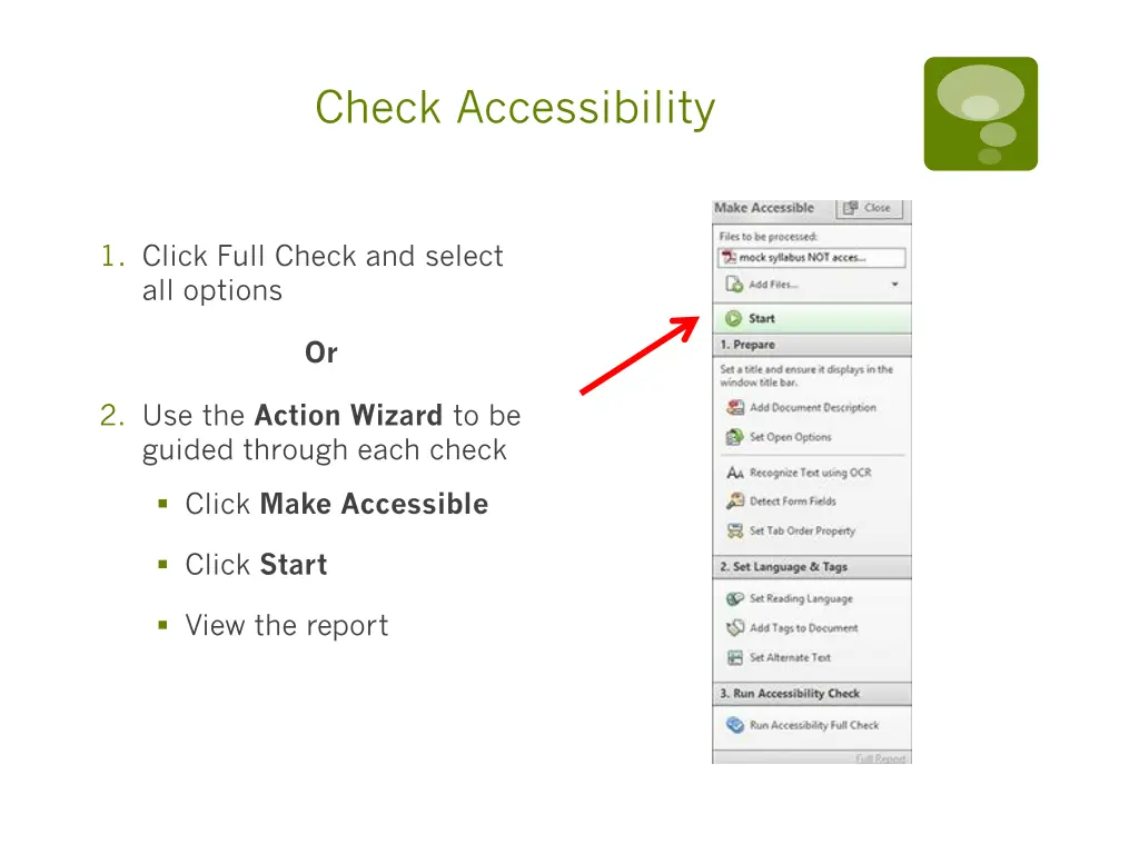 check accessibility