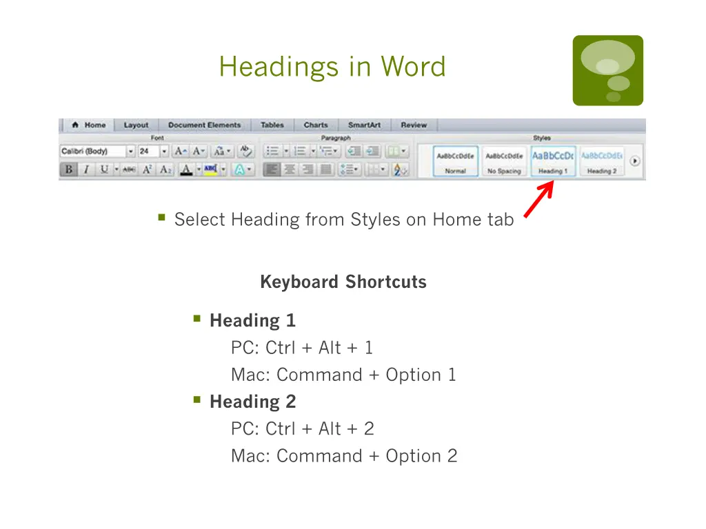 headings in word