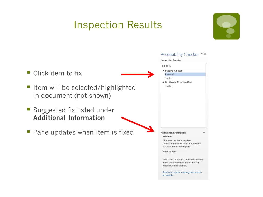 inspection results