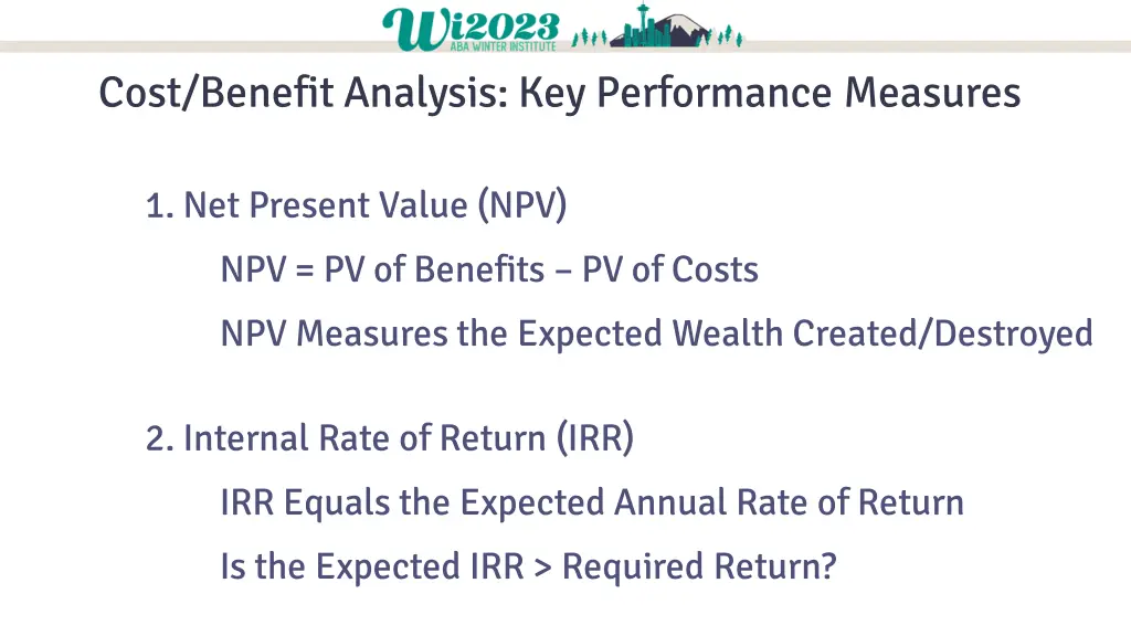 cost benefit analysis key performance measures