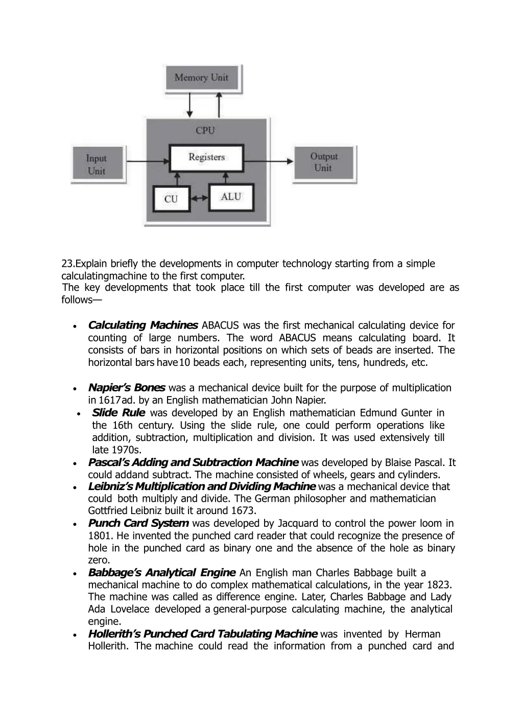 23 explain briefly the developments in computer