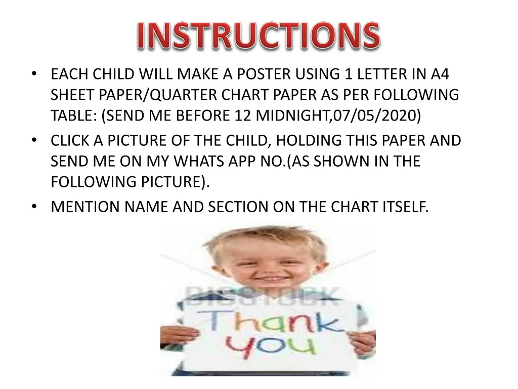 each child will make a poster using 1 letter