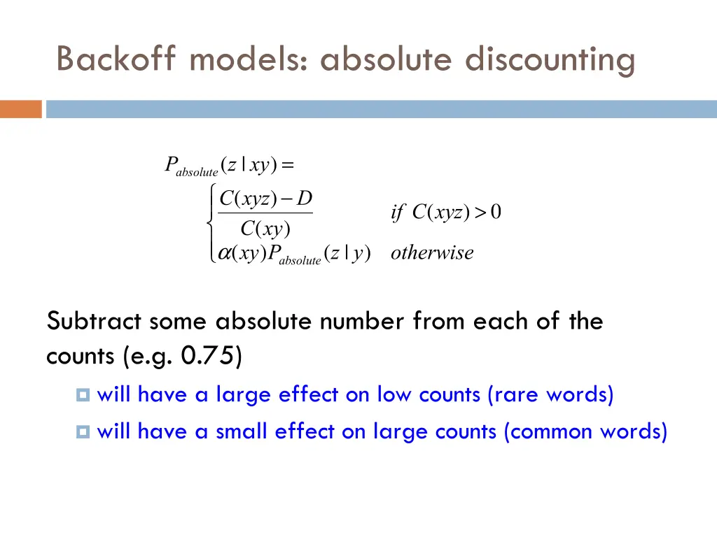 backoff models absolute discounting 1