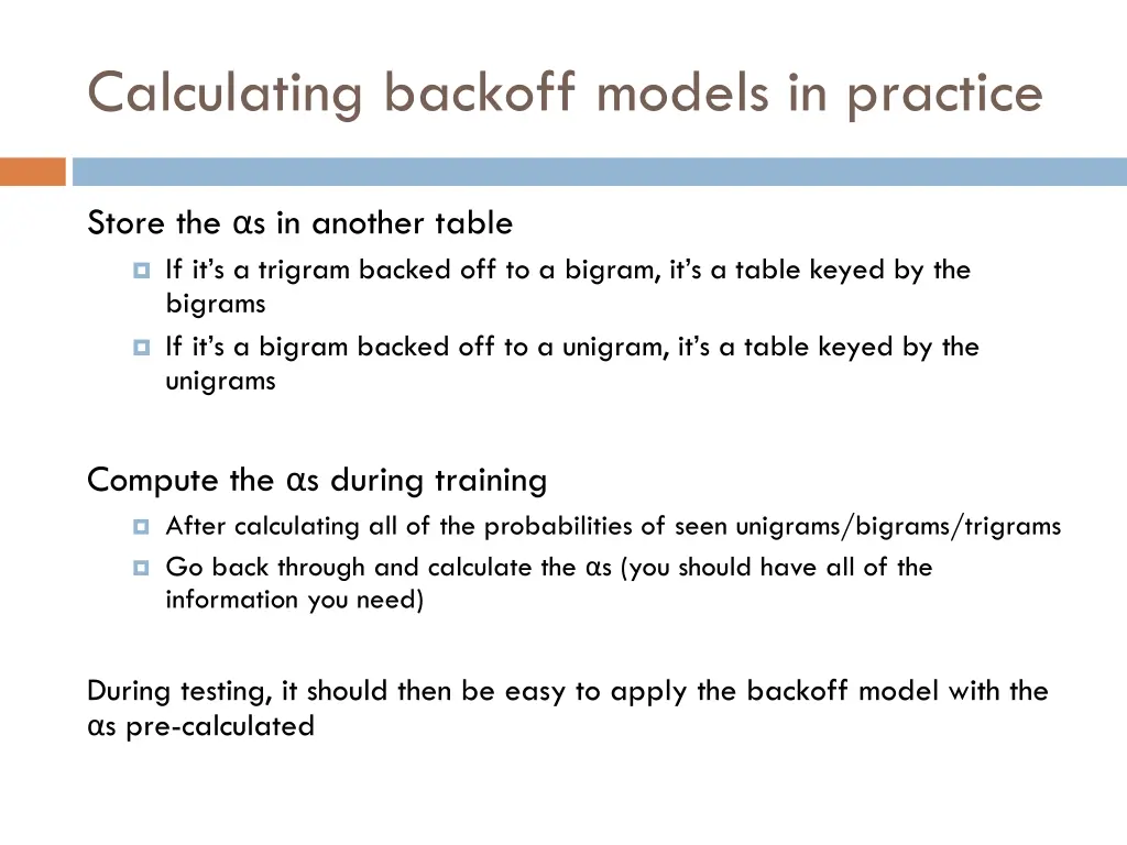 calculating backoff models in practice