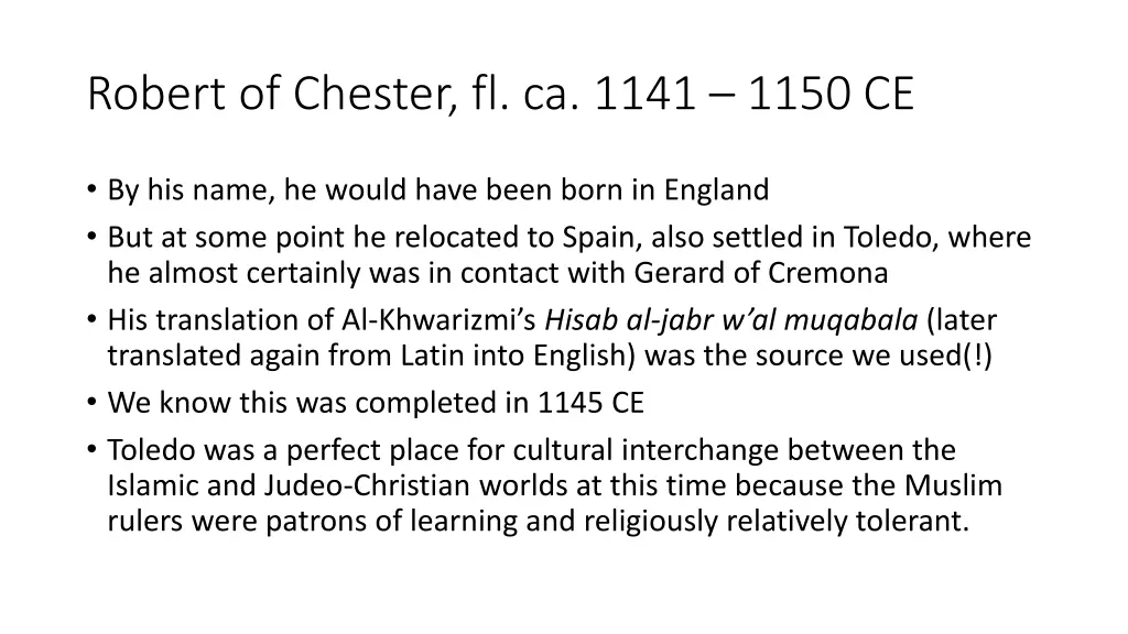 robert of chester fl ca 1141 1150 ce