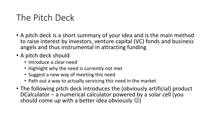 the pitch deck