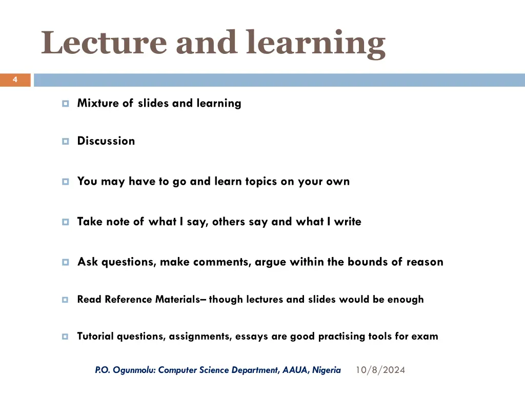 lecture and learning