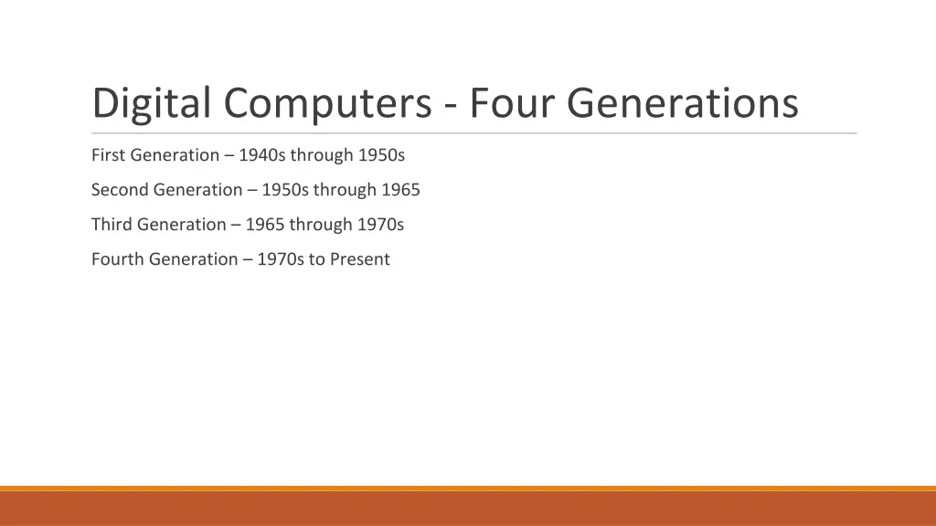 digital computers four generations