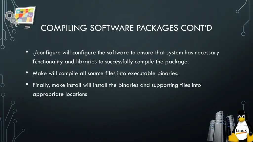 compiling software packages cont d