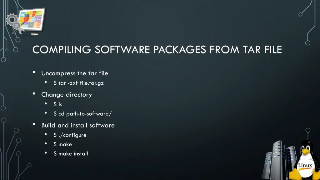 compiling software packages from tar file