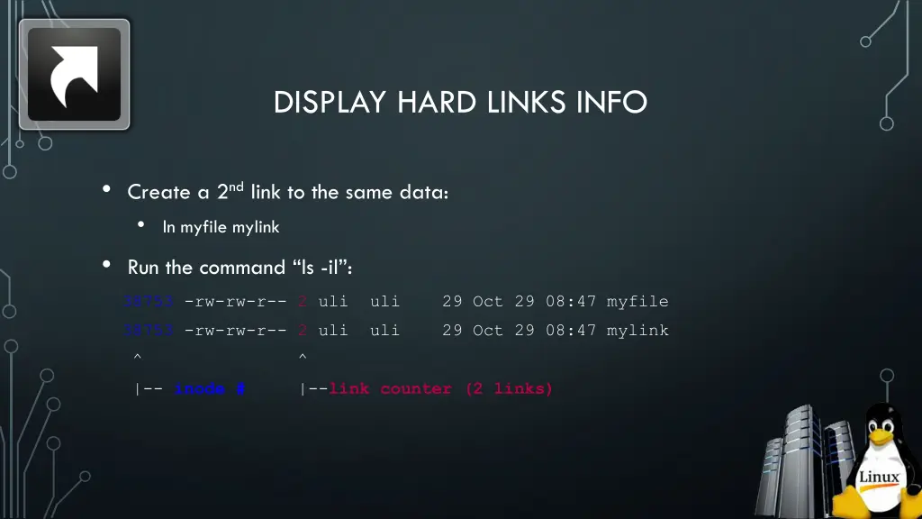 display hard links info 1