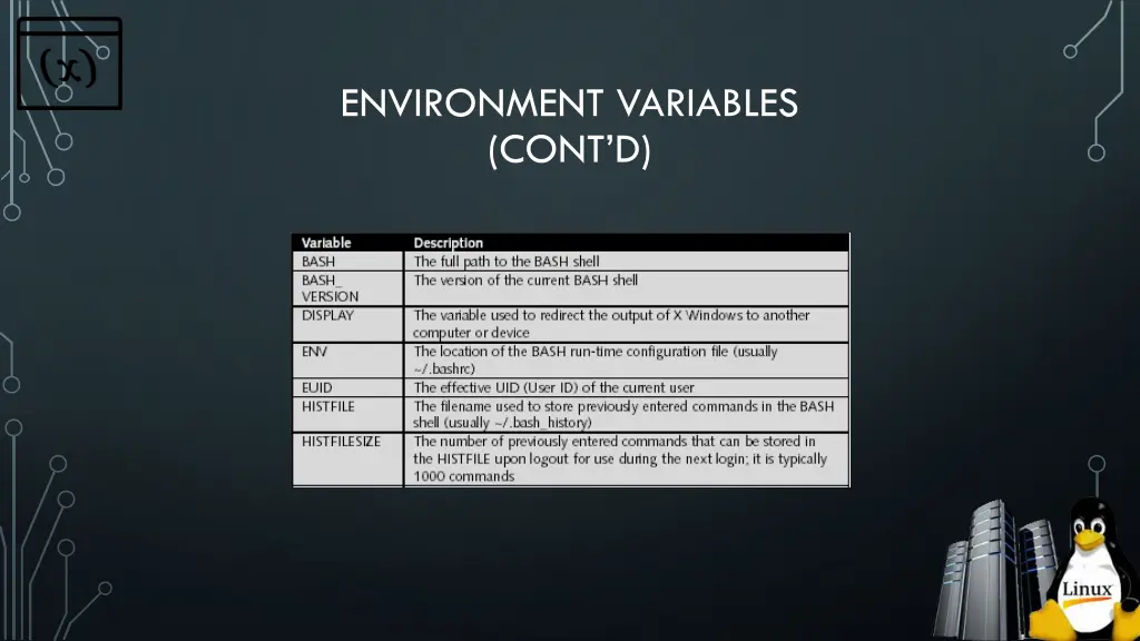 environment variables cont d