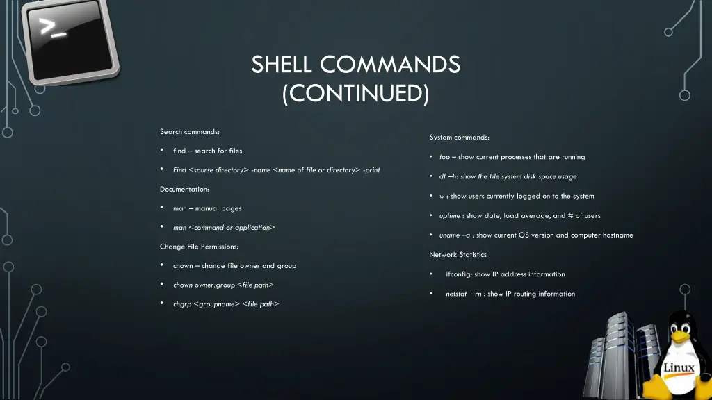 shell commands continued