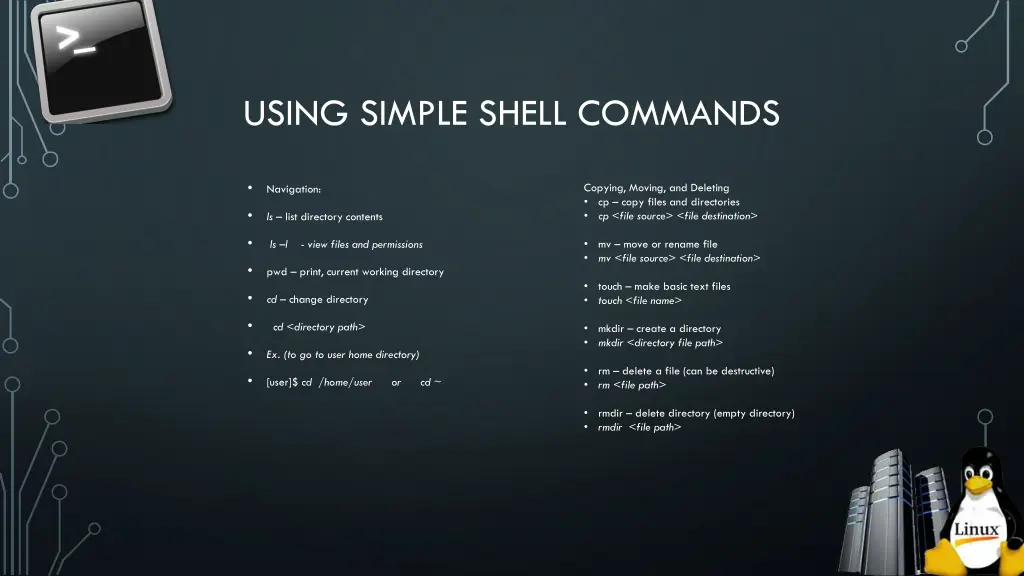 using simple shell commands