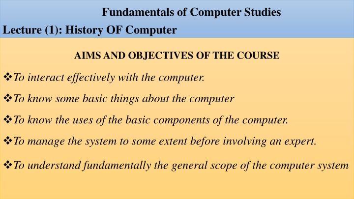 fundamentals of computer studies