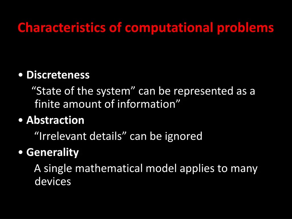 characteristics of computational problems