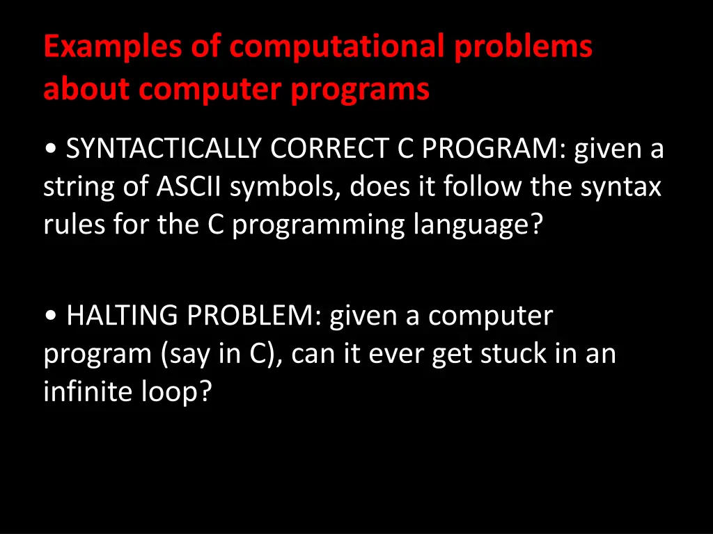 examples of computational problems about computer