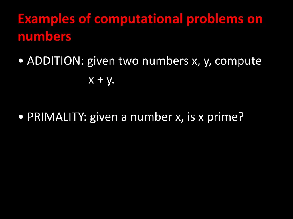 examples of computational problems on numbers