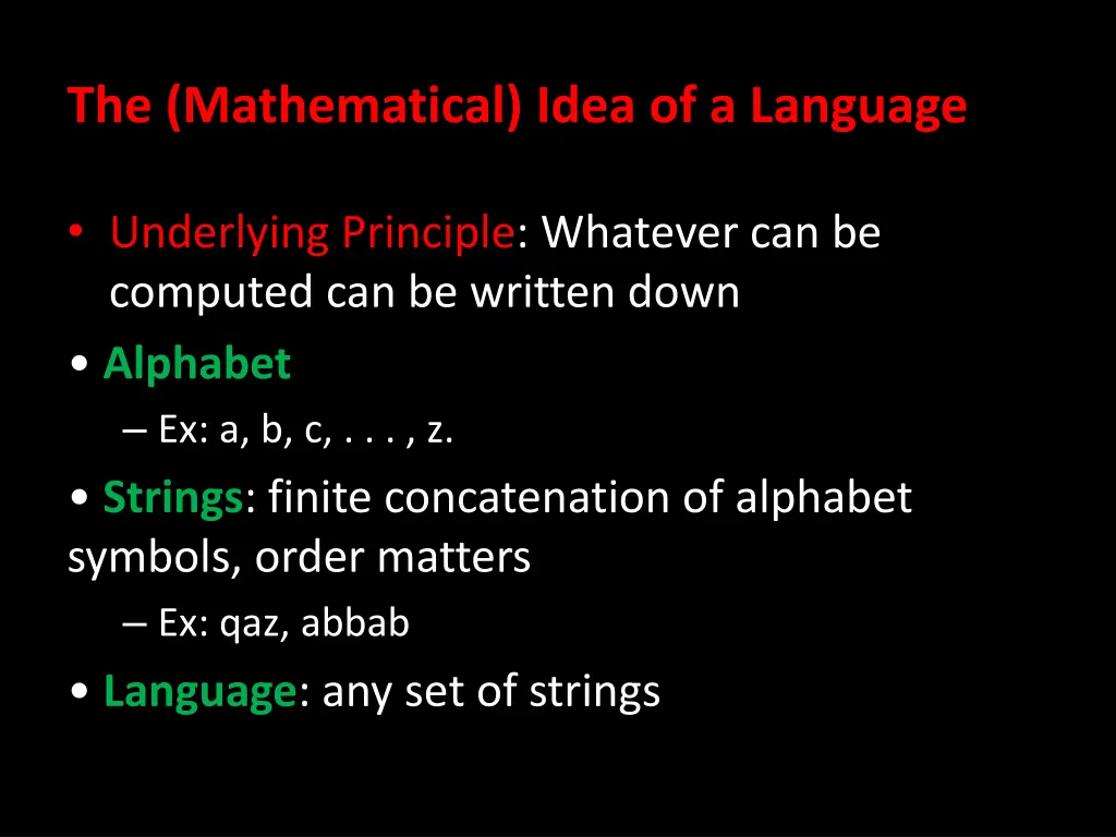 the mathematical idea of a language