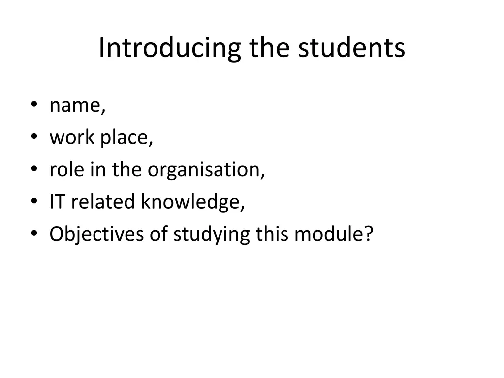 introducing the students