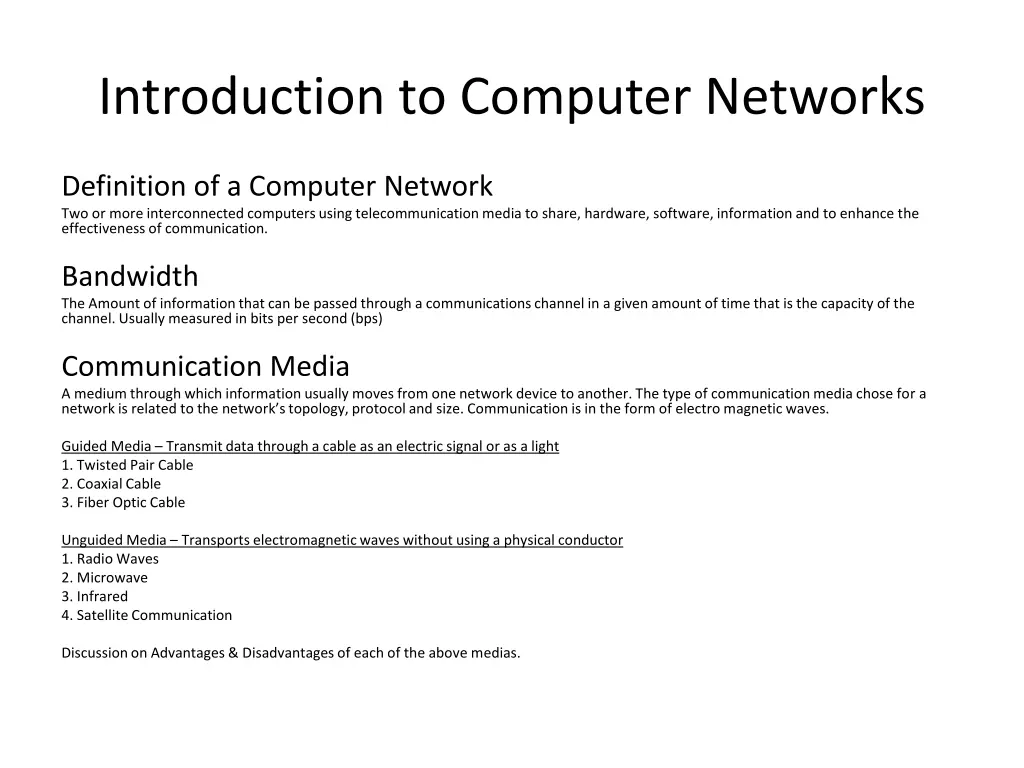 introduction to computer networks