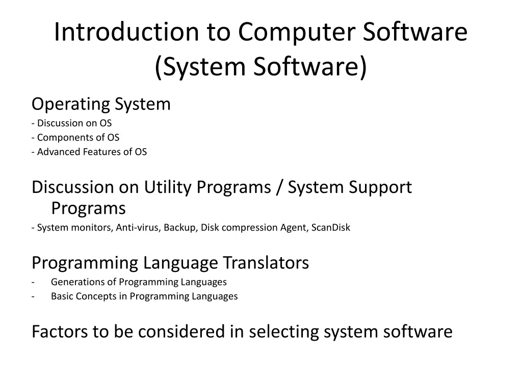 introduction to computer software system software