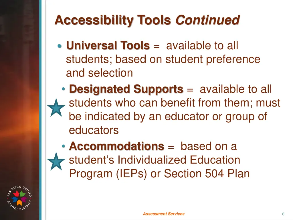 accessibility tools continued