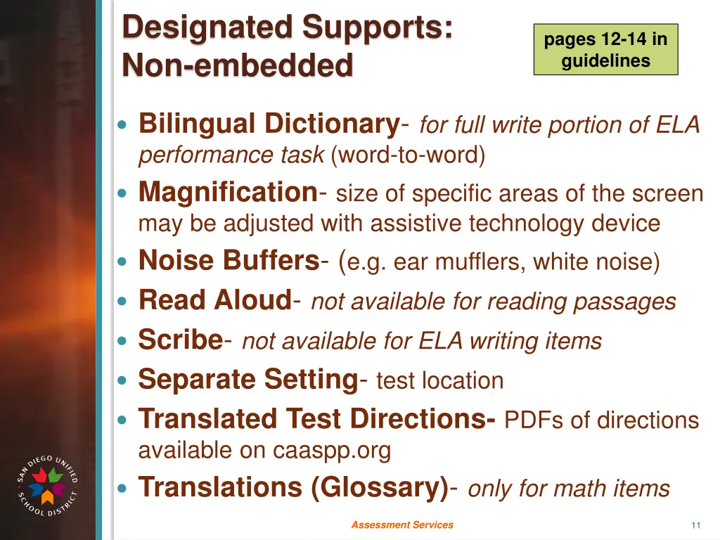 designated supports non embedded