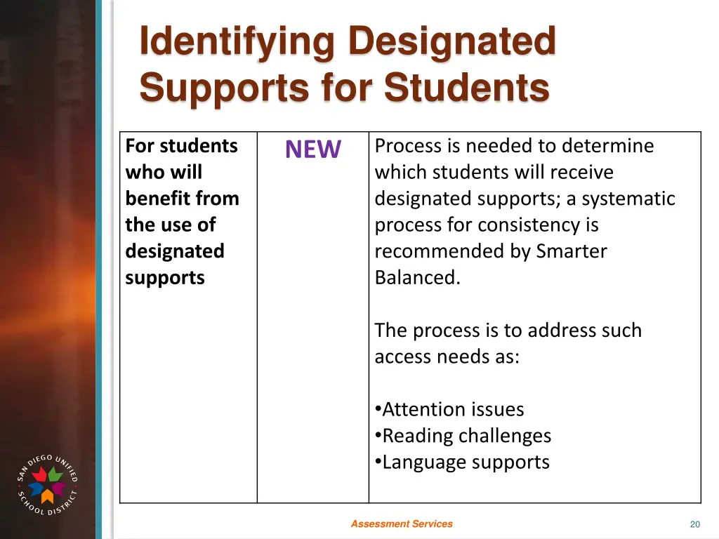 identifying designated supports for students