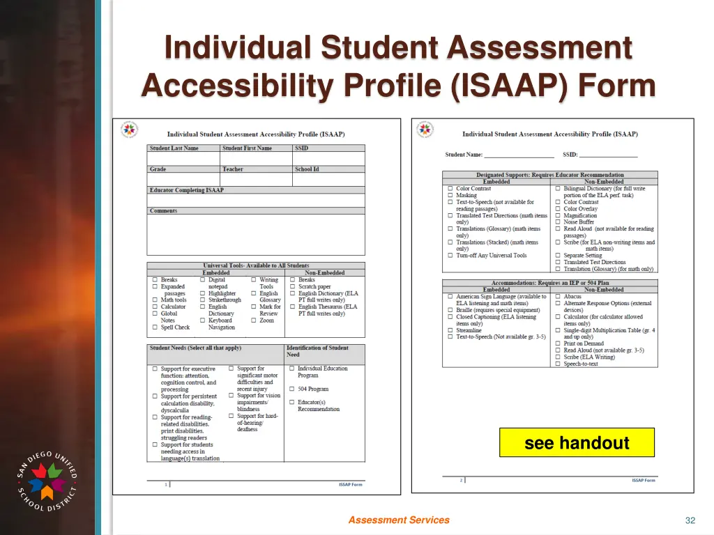 individual student assessment accessibility 9