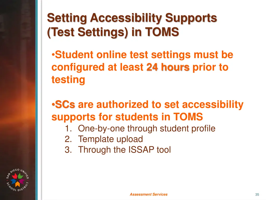 setting accessibility supports test settings