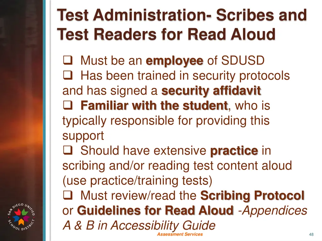 test administration scribes and test readers