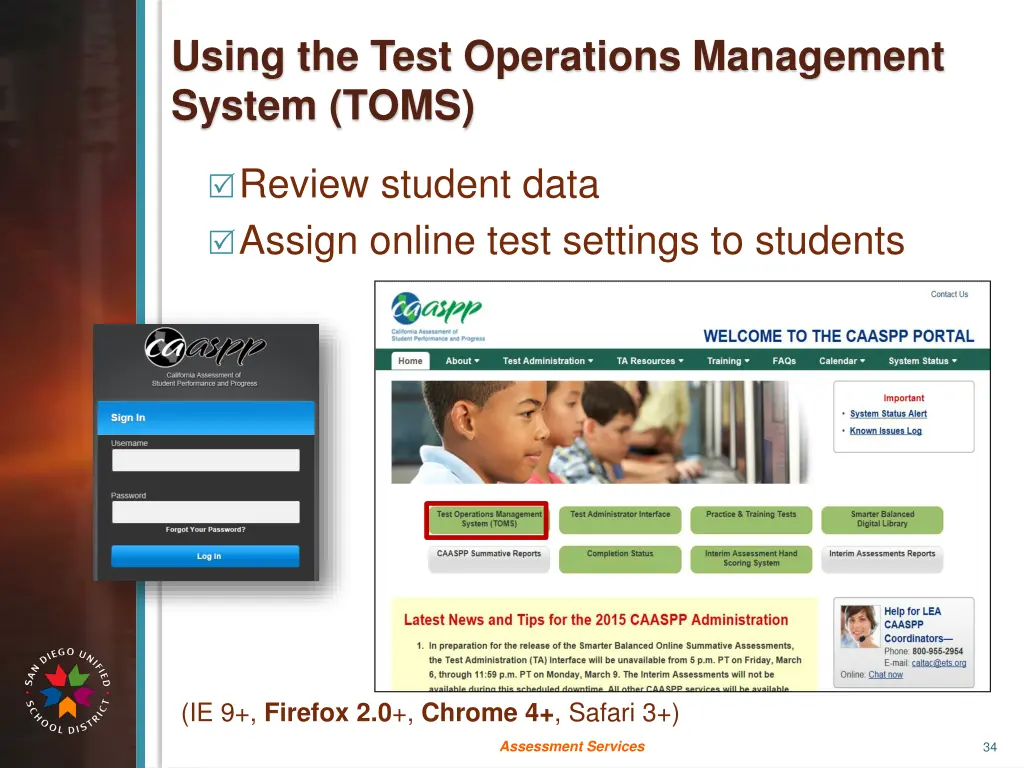 using the test operations management system toms