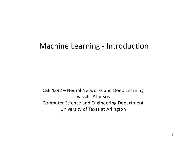 machine learning introduction