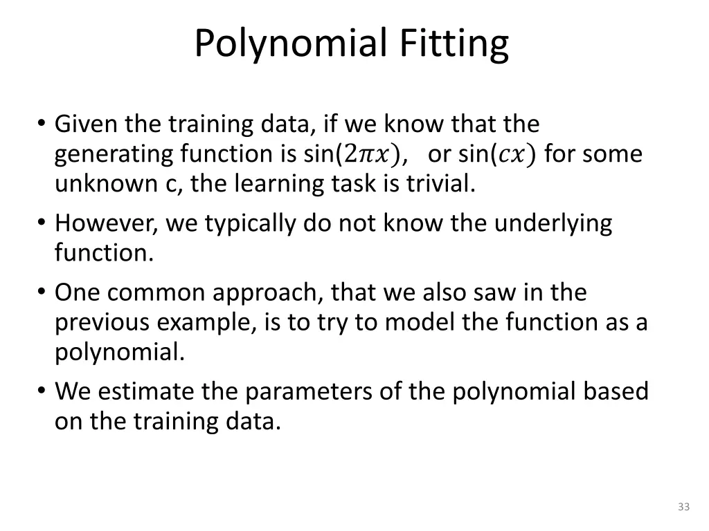 polynomial fitting