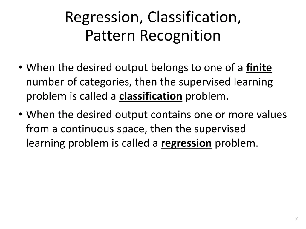 regression classification pattern recognition