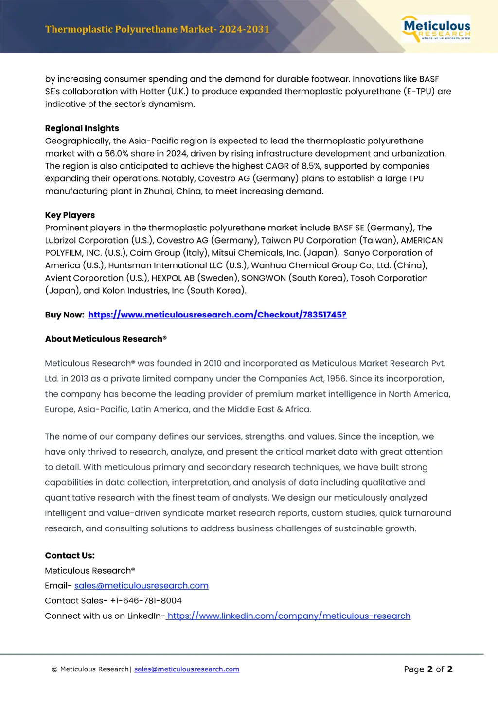 thermoplastic polyurethane market 2024 2031 1