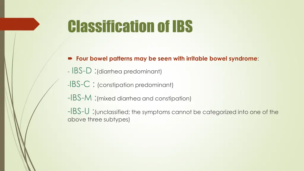 classification of ibs