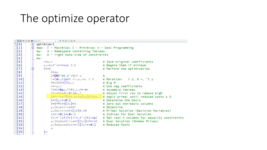 the optimize operator