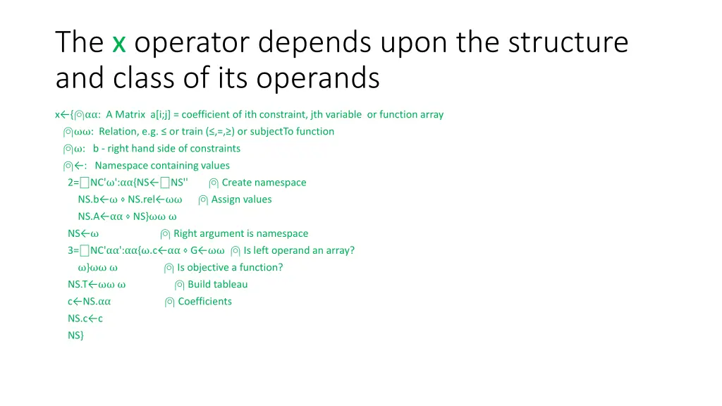 the x operator depends upon the structure