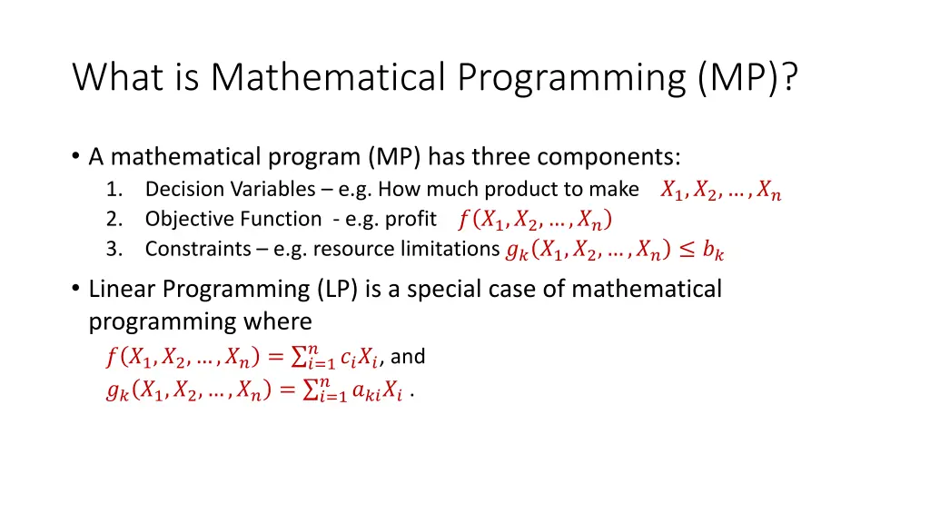 what is mathematical programming mp