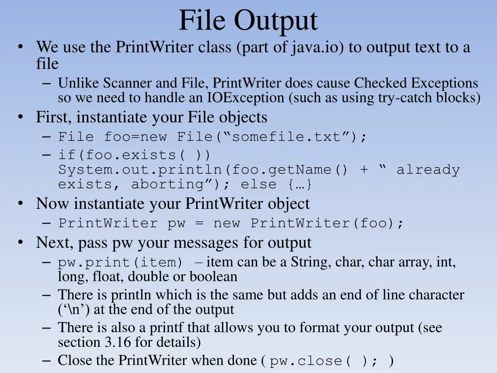 file output